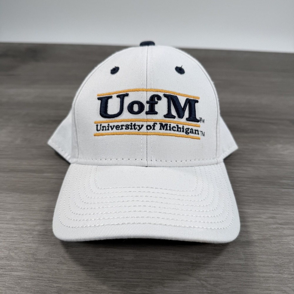 Michigan Wolverines Hat Cap Snap Back Mens Blue White NCAA Football Block M